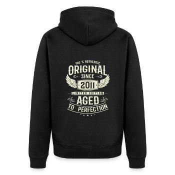 12 ans de bonheur : Anniversaire 2011 - Veste à capuche bio Premium Unisexe - noir - Dos - Nico (187cm)