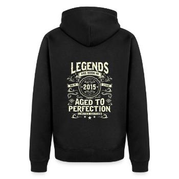 Vintage 2015 Geburtstagsgeschenk - Unisex Premium Bio Zip Hoodie - Schwarz - Hinten - Nico (187cm)