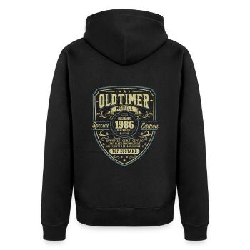 Vintage 1986 Geburtstagsüberraschung - Unisex Premium Bio Zip Hoodie - Schwarz - Hinten - Nico (187cm)