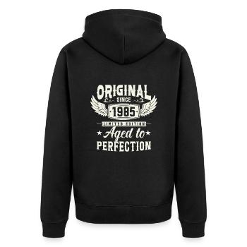 Vintage Gift 1985, 38 Years - Unisex Premium Organic Zip Hoodie - black - Back - Nico (187cm)