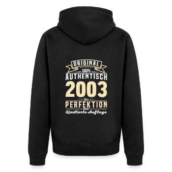 Vintage 2003 Geburtstagsgeschenk - Unisex Premium Bio Zip Hoodie - Schwarz - Hinten - Nico (187cm)