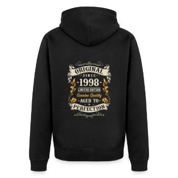 Vintage 1998 Cadeau d’anniversaire - Veste à capuche bio Premium Unisexe - noir - Dos - Nico (187cm)