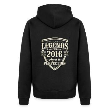 Vintage Gift 2016 - 7/8 years - Unisex Premium Organic Zip Hoodie - black - Back - Nico (187cm)