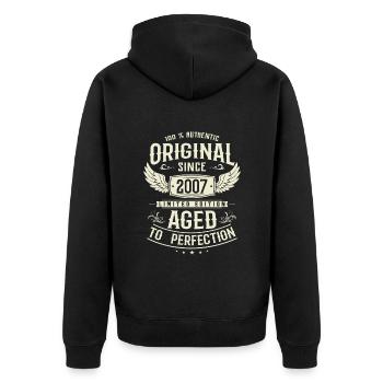 Vintage 2007: Perfektes Geburtstagsgeschenk! - Unisex Premium Bio Zip Hoodie - Schwarz - Hinten - Nico (187cm)