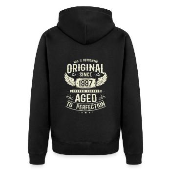 Vintage 1997 Birthday Gift - Unisex Premium Organic Zip Hoodie - black - Back - Nico (187cm)
