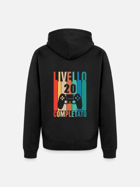 Level 20: Retro Birthday - Unisex Premium Organic Zip Hoodie - black