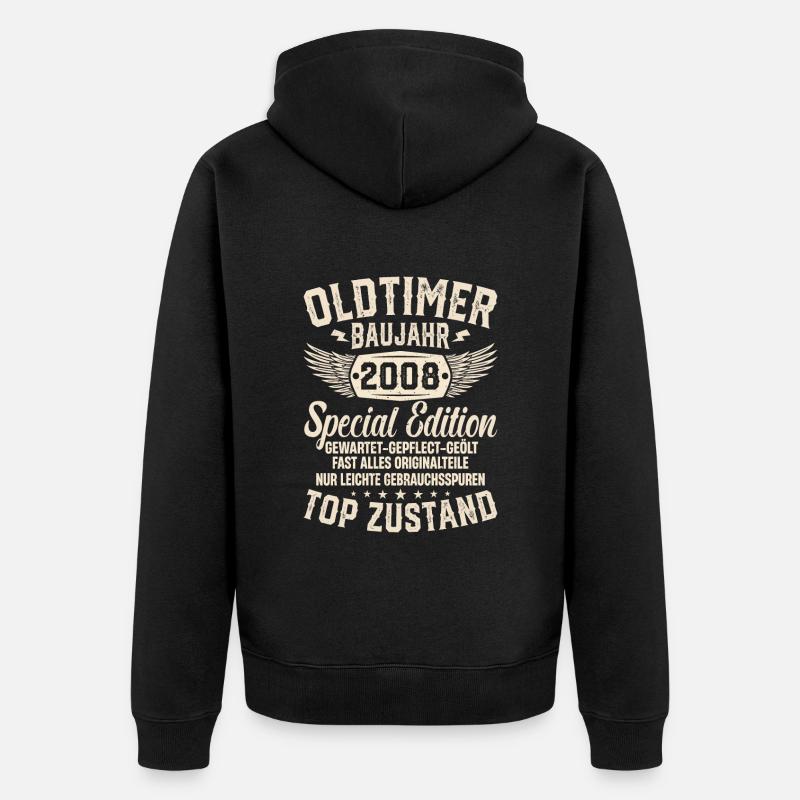Retro Geschenk 2008er Oldtimer - Unisex Premium Bio Zip Hoodie - Schwarz
