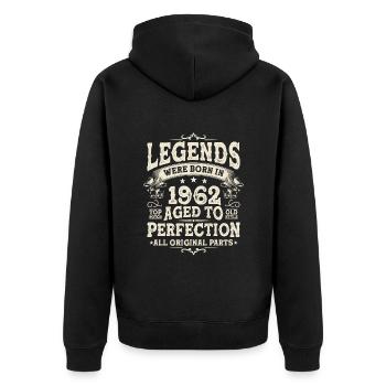 Légendaire : Né en 1962 - Veste à capuche bio Premium Unisexe - noir - Dos - Nico (187cm)