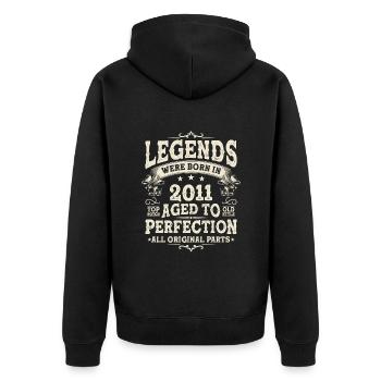 Legendäre Geburtstagskinder von 2011 - Unisex Premium Bio Zip Hoodie - Schwarz - Hinten - Nico (187cm)