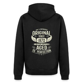 Authentic Vintage Gift - Unisex Premium Organic Zip Hoodie - black - Back - Nico (187cm)