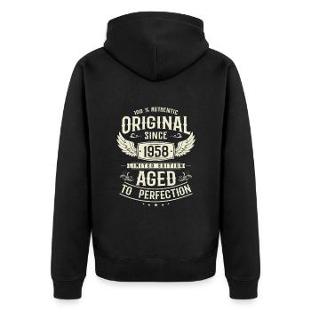 Cadeau Vintage Authentique 1958 - Veste à capuche bio Premium Unisexe - noir - Dos - Nico (187cm)