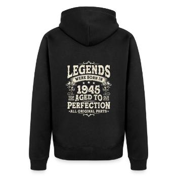 Année légendaire de naissance '45 Cadeau - Veste à capuche bio Premium Unisexe - noir - Dos - Nico (187cm)
