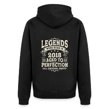 Legendäre Geburtstagsjahrgang 2018 - Unisex Premium Bio Zip Hoodie - Schwarz - Hinten - Nico (187cm)