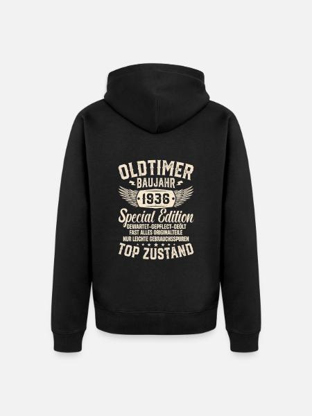 1936 Oldtimer Geschenk - Unisex Premium Bio Zip Hoodie - Schwarz