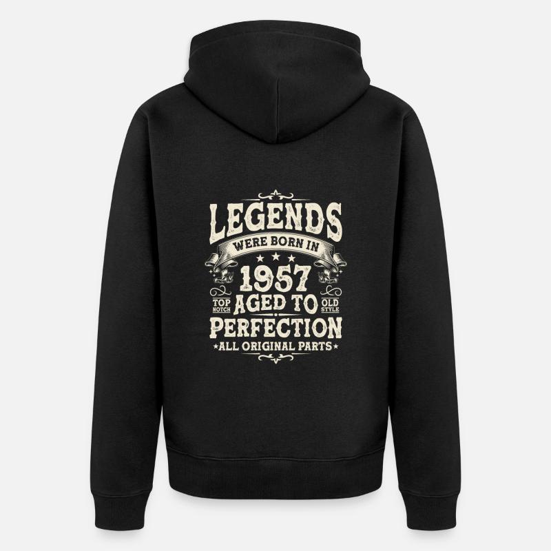 Légendaire né en 1957 - Veste à capuche bio Premium Unisexe - noir