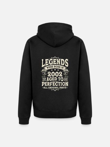 Legends born in 2002 - Unisex Premium Organic Zip Hoodie - black