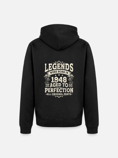 Legends Born in 1948 - Unisex Premium Organic Zip Hoodie - black