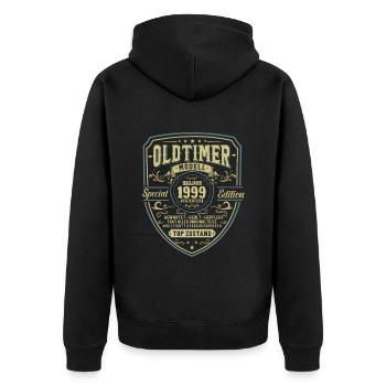1999 Oldtimer Geburtstagsgeschenk - Unisex Premium Bio Zip Hoodie - Schwarz - Hinten - Nico (187cm)