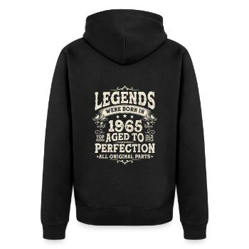 Legendäre Geburtstags-Geschenkidee von 1965 - Unisex Premium Bio Zip Hoodie - Schwarz - Hinten - Nico (187cm)