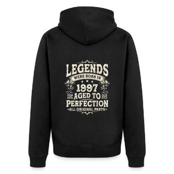 Vintage 1997: Legendary Birthday Present - Unisex Premium Organic Zip Hoodie - black - Back - Nico (187cm)
