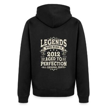 Legendary birthday present from 2012 - Unisex Premium Organic Zip Hoodie - black - Back - Nico (187cm)