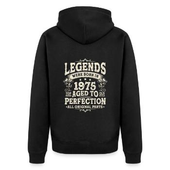 Legendary since 1975 - Unisex Premium Organic Zip Hoodie - black - Back - Nico (187cm)