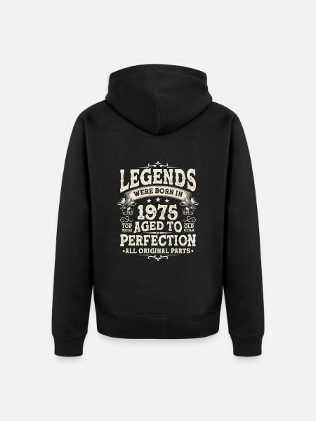 Legendaarinen vuodesta 1975 - Premium unisex luomu-huppari vetoketjulla - musta