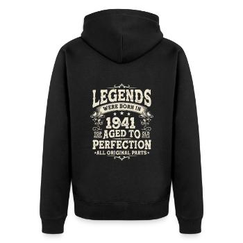Legendary 1941 Birthday - Unisex Premium Organic Zip Hoodie - black - Back - Nico (187cm)