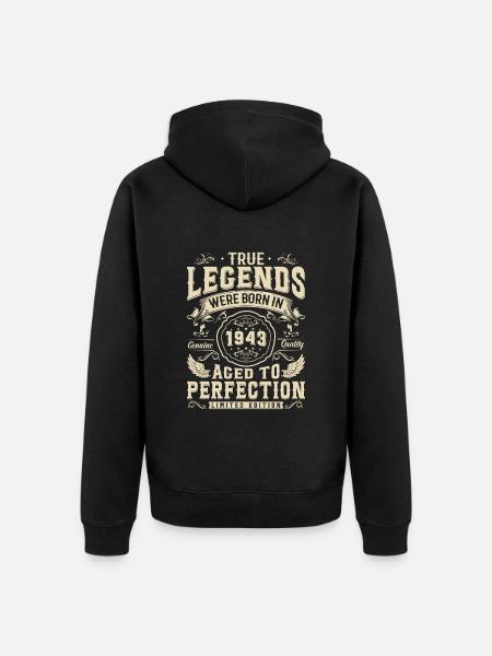 1943 : Naissance de véritables légendes - Veste à capuche bio Premium Unisexe - noir