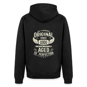 Unique Vintage Gift 2000 23/24 Years - Unisex Premium Organic Zip Hoodie - black - Back - Nico (187cm)