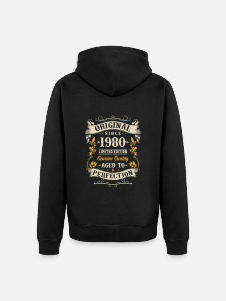 1980 Anniversaire Classique - Veste à capuche bio Premium Unisexe - noir