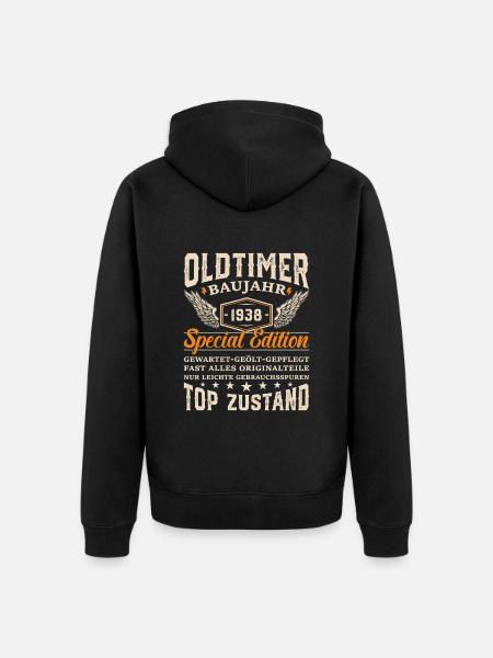 1938 Oldtimer Geschenk - Unisex Premium Bio Zip Hoodie - Schwarz