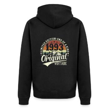 Cadeau Vintage légendaire 1993 - Veste à capuche bio Premium Unisexe - noir - Dos - Nico (187cm)