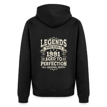 Legendary Birthday '91s - Unisex Premium Organic Zip Hoodie - black - Back - Nico (187cm)