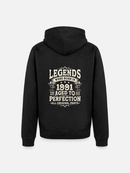 Legendary Birthday '91s - Unisex Premium Organic Zip Hoodie - black