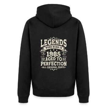 Legendary birthday vintage '85 - Unisex Premium Organic Zip Hoodie - black - Back - Nico (187cm)