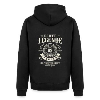 Legenden-Geburtstag '89 - Unisex Premium Bio Zip Hoodie - Schwarz - Hinten - Nico (187cm)