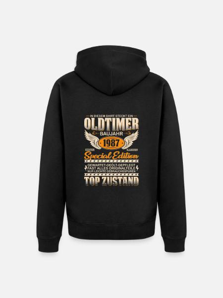 Kultiger 1987er Oldtimer - Unisex Premium Bio Zip Hoodie - Schwarz