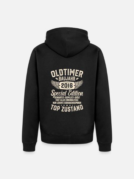 2016 Oldtimer Geschenk - Unisex Premium Bio Zip Hoodie - Schwarz