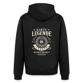 Vintage Geburtstagsgeschenk 86 Jahren - Unisex Premium Bio Zip Hoodie - Schwarz - Hinten - Nico (187cm)