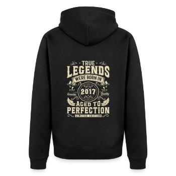 Vintage Geburtsjahr 2017 - Unisex Premium Bio Zip Hoodie - Schwarz - Hinten - Nico (187cm)