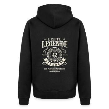 Vintage Geburtstagsgeschenk 42 Jahre - Unisex Premium Bio Zip Hoodie - Schwarz - Hinten - Nico (187cm)
