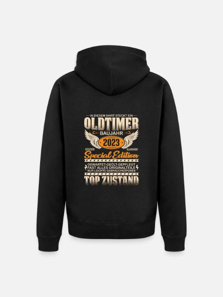 Einzigartiger Oldtimer 2023 - Unisex Premium Bio Zip Hoodie - Schwarz