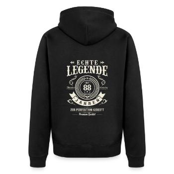 88 Jahre Glück - Unisex Premium Bio Zip Hoodie - Schwarz - Hinten - Nico (187cm)