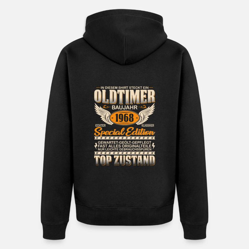 1968er Oldtimer-Geschenke - Unisex Premium Bio Zip Hoodie - Schwarz