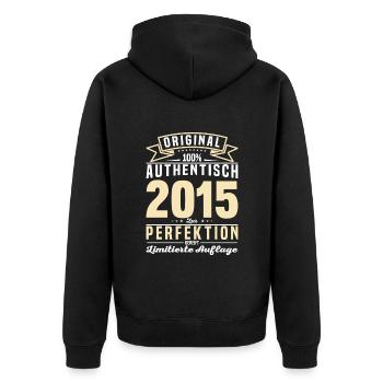 Einzigartiges Geschenk für 8/9-Jährige 2015 - Unisex Premium Bio Zip Hoodie - Schwarz - Hinten - Nico (187cm)