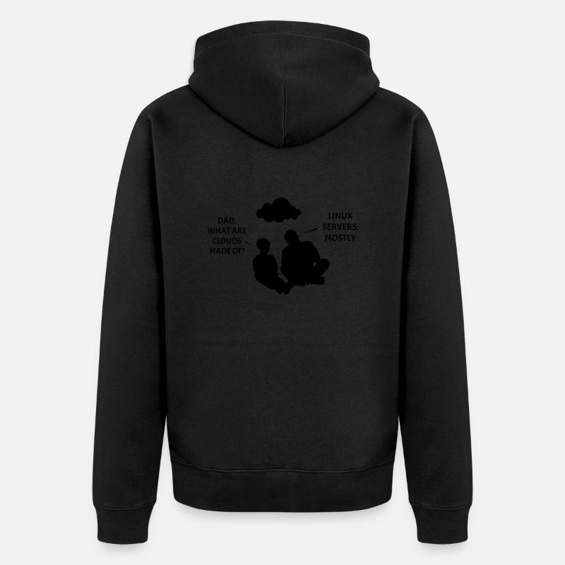 Clouds: Linux and Puzzles - Unisex Premium Organic Zip Hoodie - black