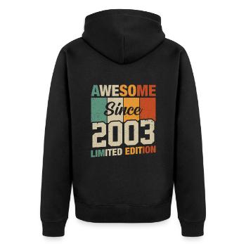 Millésime Anniversaire 20/21 ans - Veste à capuche bio Premium Unisexe - noir - Dos - Nico (187cm)