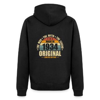 Legends 89/90 - 1934 Vintage - Unisex Premium Organic Zip Hoodie - black - Back - Nico (187cm)