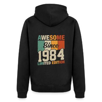 Legendary since 1984 - Unisex Premium Organic Zip Hoodie - black - Back - Nico (187cm)